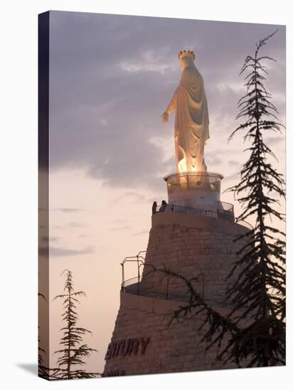 Mountain Top Basilica of Our Lady of Lebanon in the Evening, Jounieh, Near Beirut, Lebanon-Christian Kober-Stretched Canvas