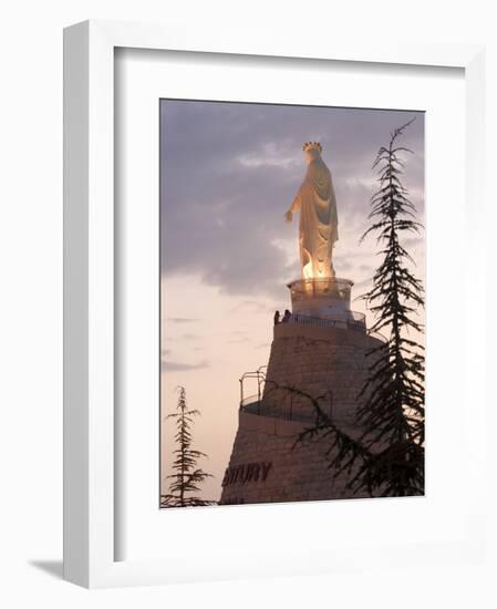 Mountain Top Basilica of Our Lady of Lebanon in the Evening, Jounieh, Near Beirut, Lebanon-Christian Kober-Framed Photographic Print