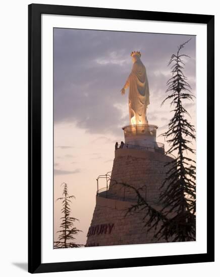 Mountain Top Basilica of Our Lady of Lebanon in the Evening, Jounieh, Near Beirut, Lebanon-Christian Kober-Framed Photographic Print