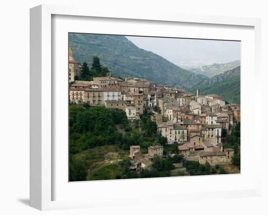 Mountain Town, Anversa di Abruzzi, Abruzzo, Italy-Walter Bibikow-Framed Premium Photographic Print