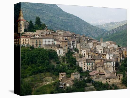 Mountain Town, Anversa di Abruzzi, Abruzzo, Italy-Walter Bibikow-Stretched Canvas