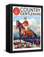 "Mountain Trail Ride," Country Gentleman Cover, April 1, 1936-Frank Schoonover-Framed Stretched Canvas