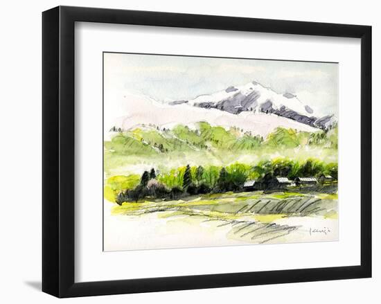 Mountain Village Filled with Wild Cherry Trees and Spring Haze-Kenji Fujimura-Framed Art Print