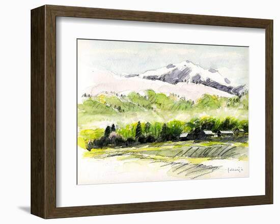 Mountain Village Filled with Wild Cherry Trees and Spring Haze-Kenji Fujimura-Framed Art Print