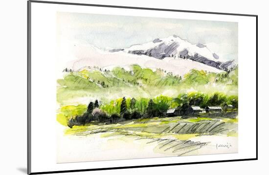 Mountain Village Filled with Wild Cherry Trees and Spring Haze-Kenji Fujimura-Mounted Art Print
