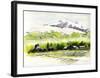 Mountain Village Filled with Wild Cherry Trees and Spring Haze-Kenji Fujimura-Framed Art Print