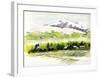 Mountain Village Filled with Wild Cherry Trees and Spring Haze-Kenji Fujimura-Framed Art Print