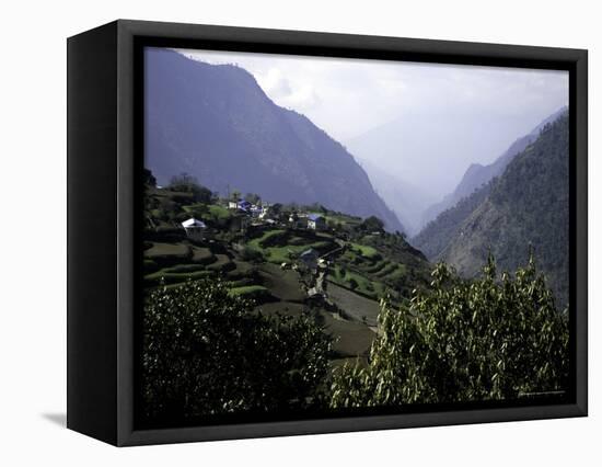 Mountain Village, Nepal-Michael Brown-Framed Stretched Canvas