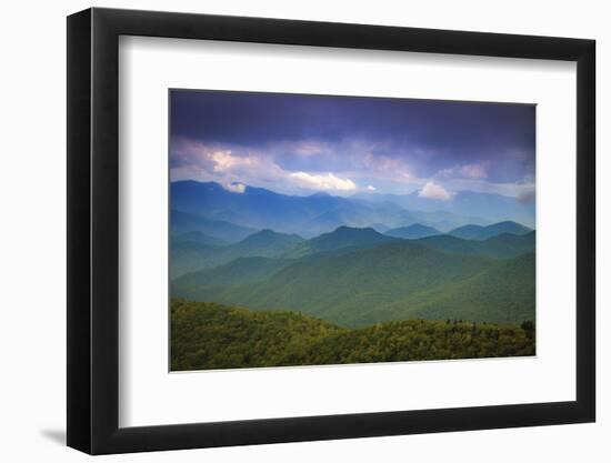 Mountain vista, Blue Ridge Parkway, Smoky Mountains, USA.-Anna Miller-Framed Photographic Print