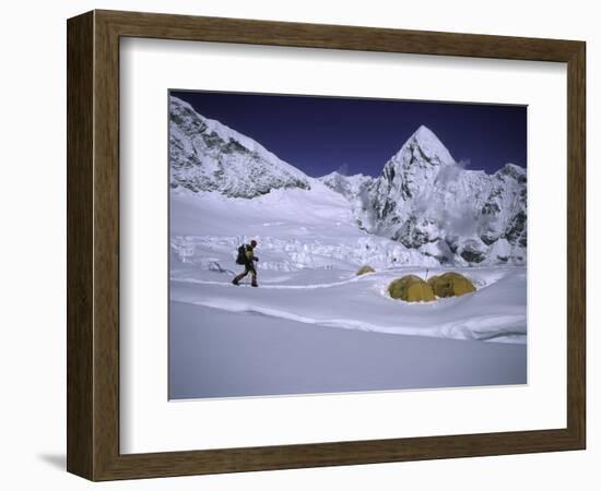 Mountaineer Approaching Camp One Everest Northside-Michael Brown-Framed Photographic Print