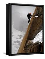 Mountaineer, Climber, Mont Blanc Range, French Alps, France, Europe-Richardson Peter-Framed Stretched Canvas
