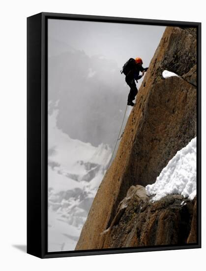 Mountaineer, Climber, Mont Blanc Range, French Alps, France, Europe-Richardson Peter-Framed Stretched Canvas