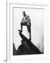 Mountaineer Takes A Break (b/w photo)-null-Framed Photographic Print