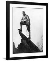 Mountaineer Takes A Break (b/w photo)-null-Framed Photographic Print