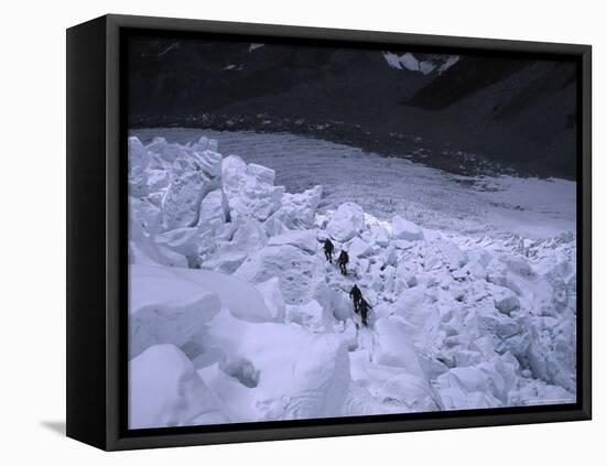 Mountaineering on Khumbu Ice Fall-Michael Brown-Framed Stretched Canvas
