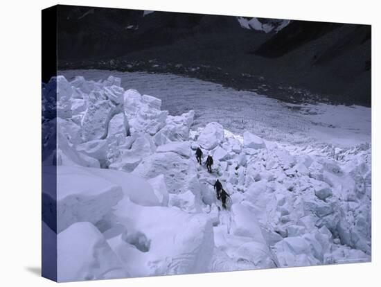 Mountaineering on Khumbu Ice Fall-Michael Brown-Stretched Canvas