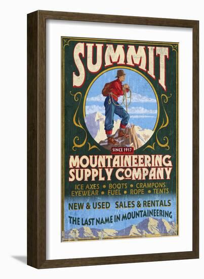 Mountaineering Supplies - Vintage Sign-Lantern Press-Framed Art Print