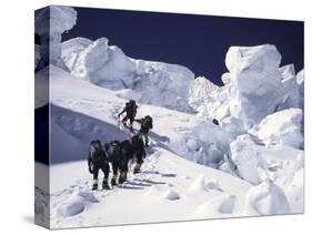 Mountaineering up Khumbu Ice Fall-Michael Brown-Stretched Canvas