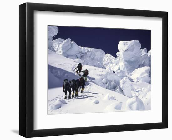 Mountaineering up Khumbu Ice Fall-Michael Brown-Framed Photographic Print