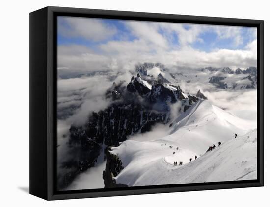 Mountaineers and Climbers, Mont Blanc Range, French Alps, France, Europe-Richardson Peter-Framed Stretched Canvas