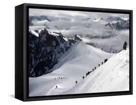 Mountaineers and Climbers, Mont Blanc Range, French Alps, France, Europe-Richardson Peter-Framed Stretched Canvas
