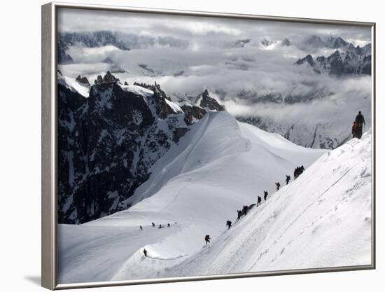 Mountaineers and Climbers, Mont Blanc Range, French Alps, France, Europe-Richardson Peter-Framed Photographic Print