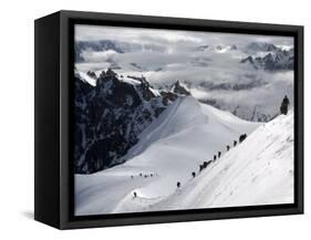 Mountaineers and Climbers, Mont Blanc Range, French Alps, France, Europe-Richardson Peter-Framed Stretched Canvas