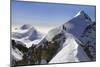 Mountaineers climbing sharp ridge of ‚Äúcrossing of Liskamm‚Äù, (traversata-ClickAlps-Mounted Photographic Print