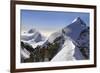 Mountaineers climbing sharp ridge of ‚Äúcrossing of Liskamm‚Äù, (traversata-ClickAlps-Framed Photographic Print