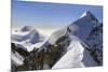 Mountaineers climbing sharp ridge of ‚Äúcrossing of Liskamm‚Äù, (traversata-ClickAlps-Mounted Photographic Print