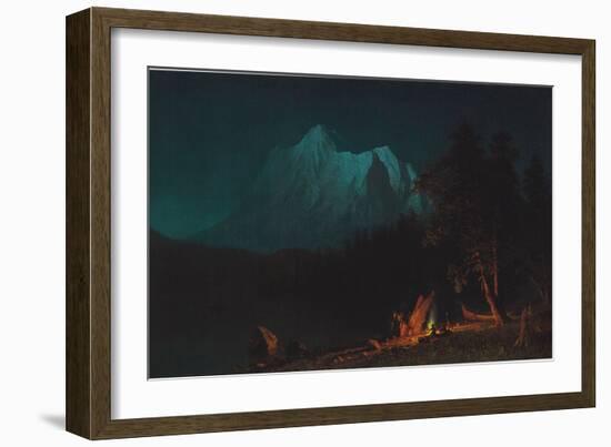 Mountainous Landscape by Moonlight-Albert Bierstadt-Framed Giclee Print