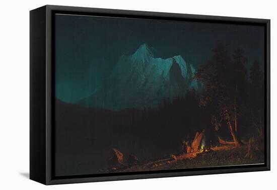 Mountainous Landscape by Moonlight-Albert Bierstadt-Framed Stretched Canvas