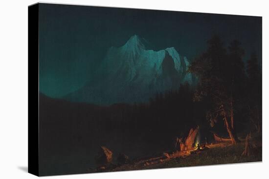 Mountainous Landscape by Moonlight-Albert Bierstadt-Stretched Canvas