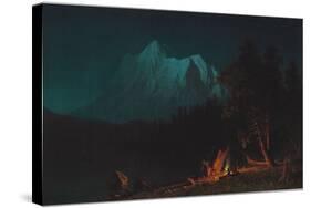 Mountainous Landscape by Moonlight-Albert Bierstadt-Stretched Canvas