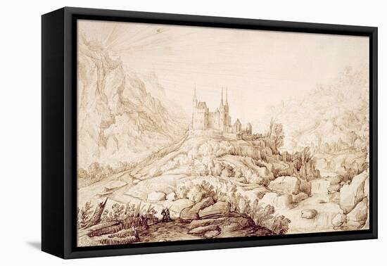 Mountainous Landscape with a Castle, C.1589-Hendrick Cornelisz. Vroom-Framed Stretched Canvas
