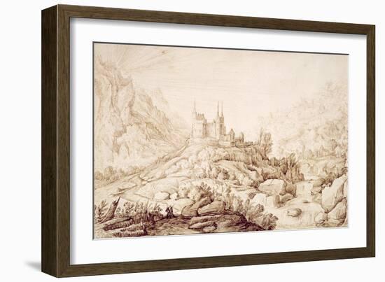 Mountainous Landscape with a Castle, C.1589-Hendrick Cornelisz. Vroom-Framed Giclee Print