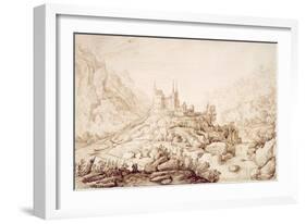 Mountainous Landscape with a Castle, C.1589-Hendrick Cornelisz. Vroom-Framed Giclee Print