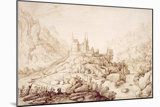 Mountainous Landscape with a Castle, C.1589-Hendrick Cornelisz. Vroom-Mounted Giclee Print