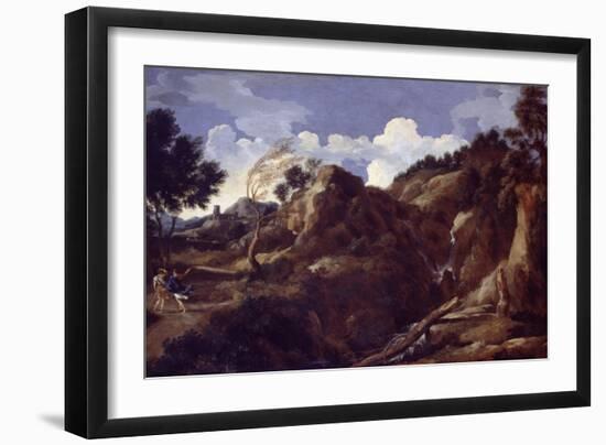 Mountainous Landscape with Approaching Storm, C.1638-39-Gaspard Poussin Dughet-Framed Giclee Print