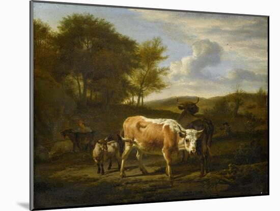Mountainous Landscape with Cows, 1663-Adriaen van de Velde-Mounted Giclee Print
