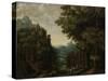 Mountainous Landscape with River Valley and Castles-Jan Meerhout-Stretched Canvas