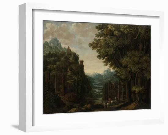 Mountainous Landscape with River Valley and Castles-Jan Meerhout-Framed Art Print