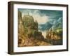 Mountainous Landscape with the Road to Emmaus, 1597-Lucas van Valckenborch-Framed Giclee Print