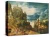 Mountainous Landscape with the Road to Emmaus, 1597-Lucas van Valckenborch-Stretched Canvas