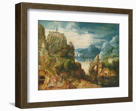 Mountainous Landscape with the Road to Emmaus, 1597-Lucas van Valckenborch-Framed Giclee Print