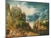 Mountainous Landscape with the Road to Emmaus, 1597-Lucas van Valckenborch-Mounted Giclee Print