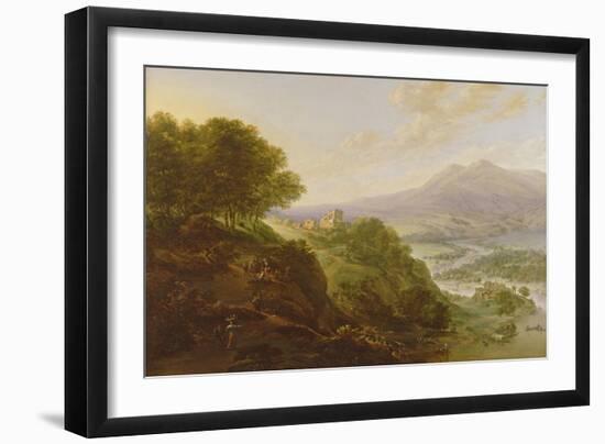 Mountainous River Landscape with Peasants Resting by a Path-Jan Griffier-Framed Giclee Print