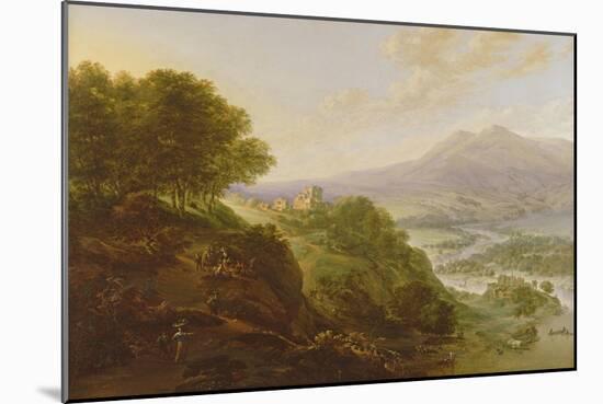 Mountainous River Landscape with Peasants Resting by a Path-Jan Griffier-Mounted Giclee Print