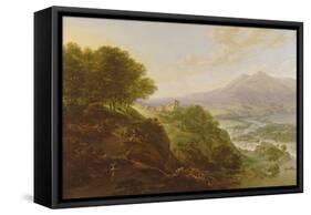 Mountainous River Landscape with Peasants Resting by a Path-Jan Griffier-Framed Stretched Canvas
