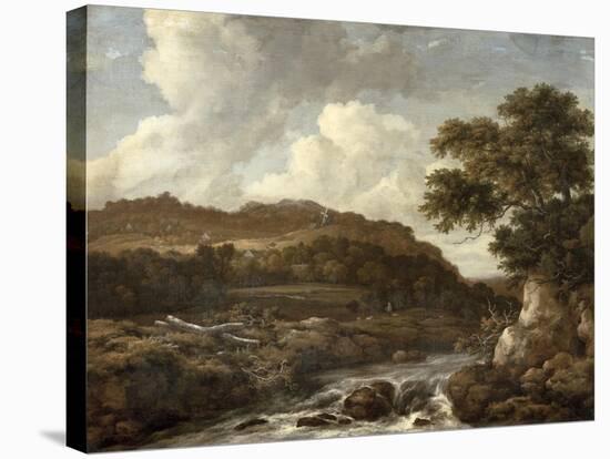 Mountainous Wooded Landscape with a Torrent-Jacob Isaaksz. Or Isaacksz. Van Ruisdael-Stretched Canvas
